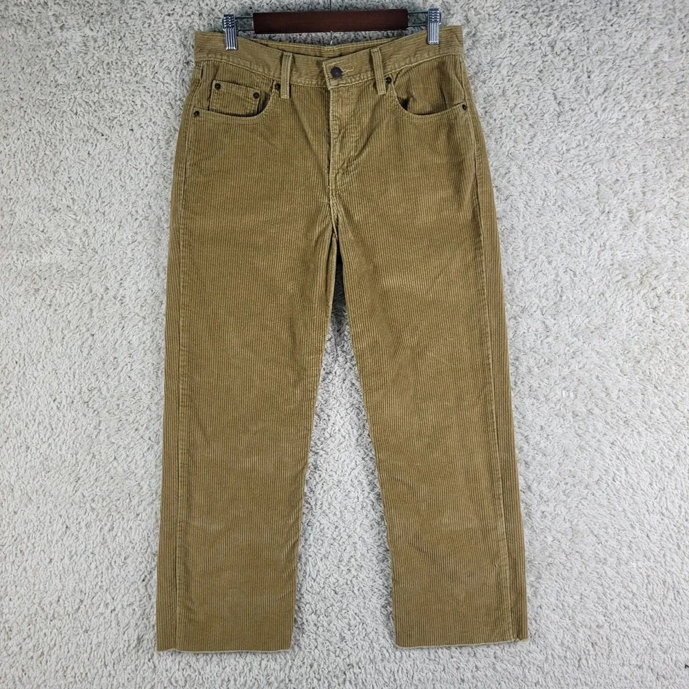 Levi's Corduroy Pants Mens‎ 31x27 Tan Excellent Cutoff Raw Hem Casual 5-Pocket